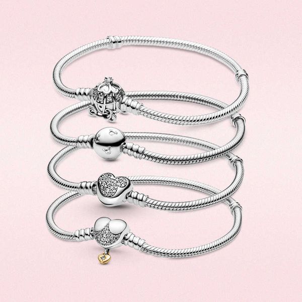 925 sterling silver women's bracelet, mouse button, heart-shaped, snake shaped, homemade jewelry, breloque, Golden;silver
925 sterling silver women's bracelet, mouse button, heart-shaped, snake shaped, homemade jewelry, breloque, Golden;silver