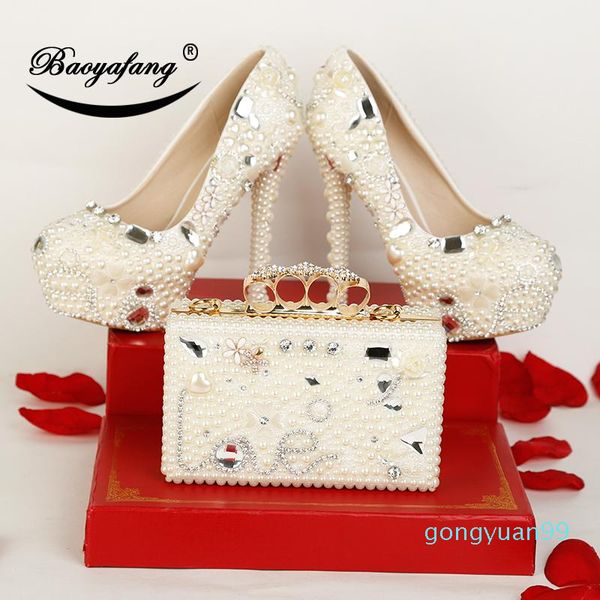 baoyafang arrival luxury pearl crystal wedding shoes woman high heels platform with matching bags ladies party shoe dress, Black
baoyafang arrival luxury pearl crystal wedding shoes woman high heels platform with matching bags ladies party shoe dress, Black