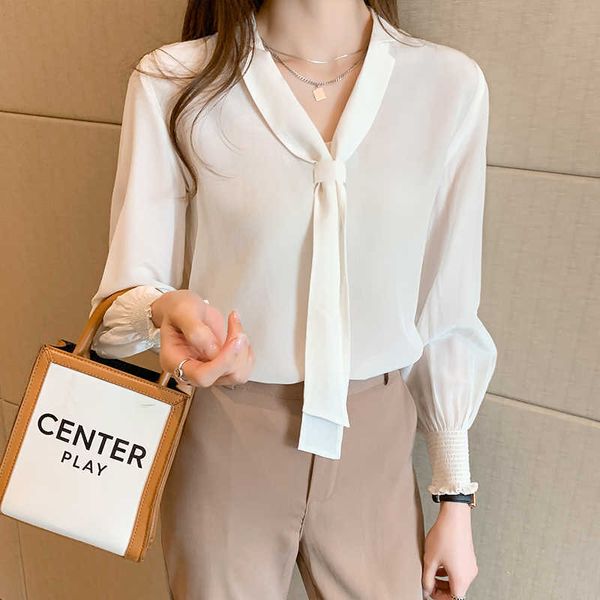 korean women shirt chiffon blouses for long sleeve s woman white v-neck s xxl 210604
korean women shirt chiffon blouses for long sleeve s woman white v-neck s xxl 210604