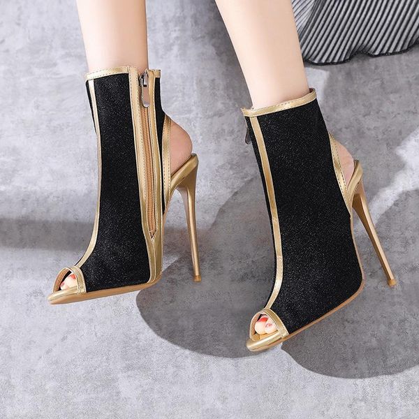 fish mouth hollow fashion cool boots summer slim high heels sandals plus size 47, Black
fish mouth hollow fashion cool boots summer slim high heels sandals plus size 47, Black