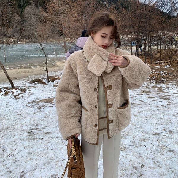women's fur & faux harajuku two sides wear lamb wool coat women 2021 winter up plush jacket stand collar warm jackets q57, Black
women's fur & faux harajuku two sides wear lamb wool coat women 2021 winter up plush jacket stand collar warm jackets q57, Black