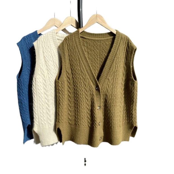 women's vests spring autumn sleeveless knitted cardigan vest women sweater v neck side vents female waistcoat chic, Black;white
women's vests spring autumn sleeveless knitted cardigan vest women sweater v neck side vents female waistcoat chic, Black;white