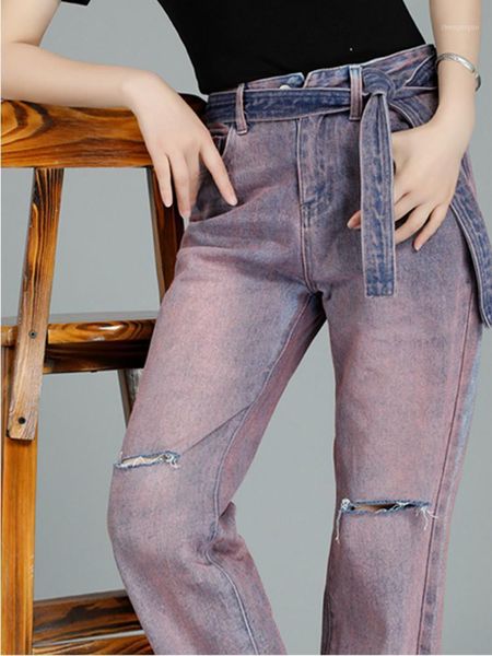 women's jeans women clothes shredded female summer high waist slim straight nine point pants loose retro harlan, Blue
women's jeans women clothes shredded female summer high waist slim straight nine point pants loose retro harlan, Blue