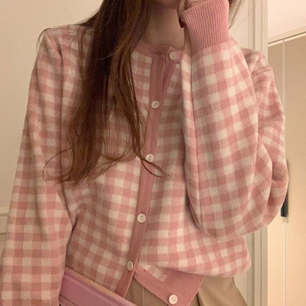 women's knits & tees knitted cardigan women spring and autumn korean sweet small fresh plaid coat sweater loose short, White
women's knits & tees knitted cardigan women spring and autumn korean sweet small fresh plaid coat sweater loose short, White