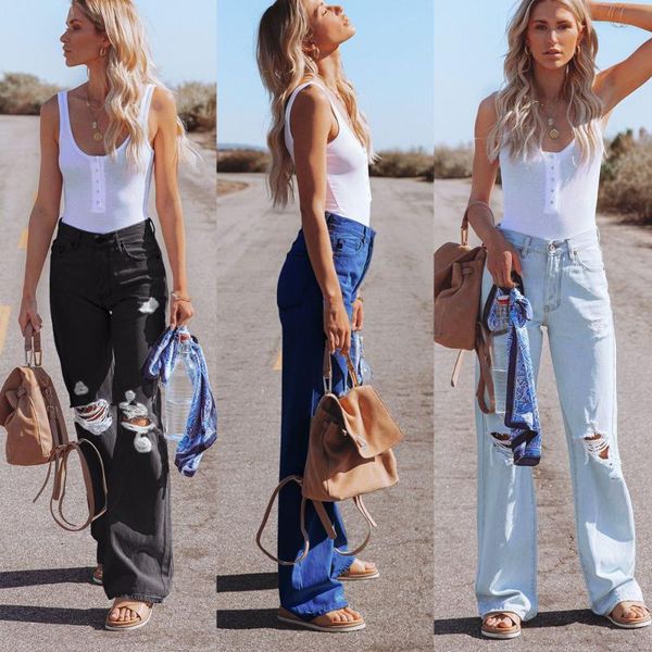 women's jeans 2021 summer style washed hole high waist temperament denim trousers casual pants wide leg wholesale, Blue
women's jeans 2021 summer style washed hole high waist temperament denim trousers casual pants wide leg wholesale, Blue