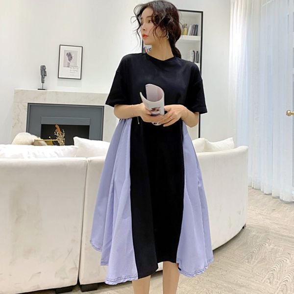 summer o neck short sleeve dress women elegant sweet irregular stitching design plus size ladies casual dresses 210510, Black;gray
summer o neck short sleeve dress women elegant sweet irregular stitching design plus size ladies casual dresses 210510, Black;gray
