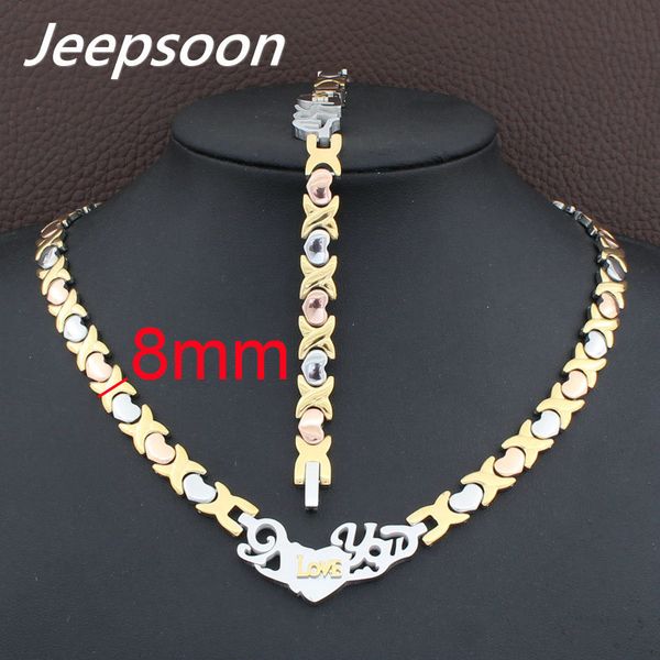 jewelry sets 4 colors for choose fashion stainless steel heart love you chain necklace&bracelet set woman sfkgbeed, Black
jewelry sets 4 colors for choose fashion stainless steel heart love you chain necklace&bracelet set woman sfkgbeed, Black