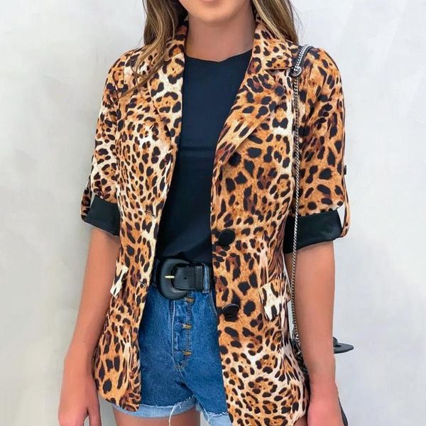 women's jackets women elegant leopard print lapel slim three-quarter sleeve cardigan coat for ladies 2021, Black;brown
women's jackets women elegant leopard print lapel slim three-quarter sleeve cardigan coat for ladies 2021, Black;brown