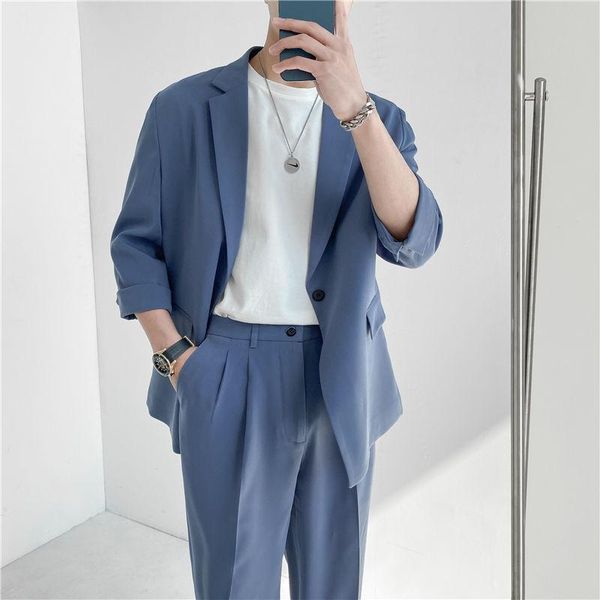 men's tracksuits 2021 fashion suits three-quarter sleeves blazer jacket ankle-length pant male casual streetwear spring clothing sets w, Gray
men's tracksuits 2021 fashion suits three-quarter sleeves blazer jacket ankle-length pant male casual streetwear spring clothing sets w, Gray