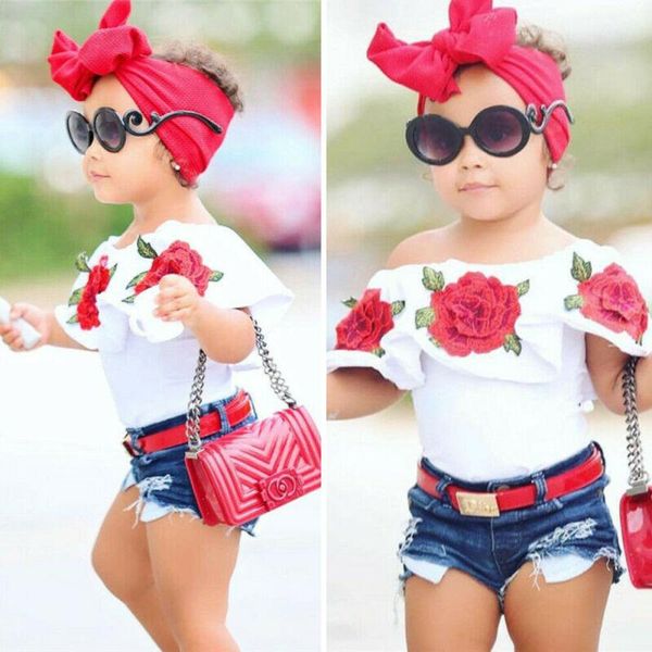 kids baby girl clothes off-shoulder flower denim shorts outfits summer clothing sets, White
kids baby girl clothes off-shoulder flower denim shorts outfits summer clothing sets, White