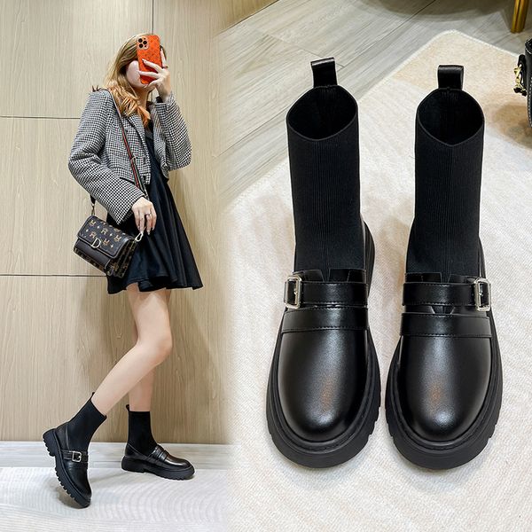 spring and autumn new roman boots, round-toed rubber platform short women's shoes, decorated with indelible belt buckles, beautiful bri, Black
spring and autumn new roman boots, round-toed rubber platform short women's shoes, decorated with indelible belt buckles, beautiful bri, Black