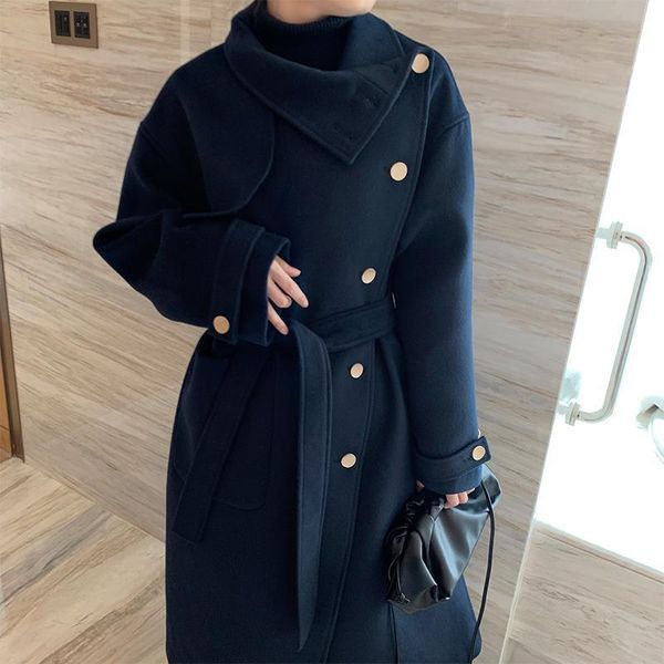 women's trench coats design sense woolen coat winter loose medium length versatile thickened over knee, Tan;black 
women's trench coats design sense woolen coat winter loose medium length versatile thickened over knee, Tan;black
