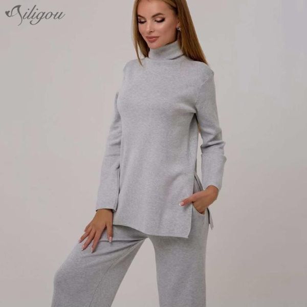 women's tracksuits ailigou 2021 warm pullover sweater set ladies winter knit 2-piece solid turtleneck + loose pants office lady suit, Gray
women's tracksuits ailigou 2021 warm pullover sweater set ladies winter knit 2-piece solid turtleneck + loose pants office lady suit, Gray