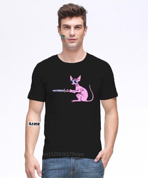 men's t-shirts creative design sphynx swordsman black t-shirt hairless cat print cartoon men short sleeve fun tee shirt, White;black
men's t-shirts creative design sphynx swordsman black t-shirt hairless cat print cartoon men short sleeve fun tee shirt, White;black