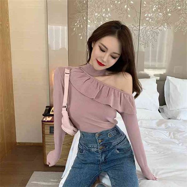 gkfnmt women pullovers sweater new 2021 off shoulder ruffled long sleeve knitted autumn spring fashion elegant ladies, White;black
gkfnmt women pullovers sweater new 2021 off shoulder ruffled long sleeve knitted autumn spring fashion elegant ladies, White;black