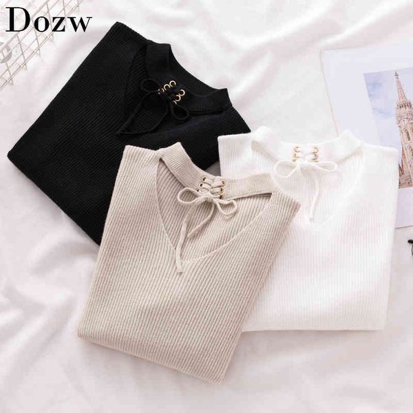 hollow out women sweaters autumn winter knit pure pullover lace up bodycon solid casual long sleeve cashmere jumper 210414, White;black
hollow out women sweaters autumn winter knit pure pullover lace up bodycon solid casual long sleeve cashmere jumper 210414, White;black