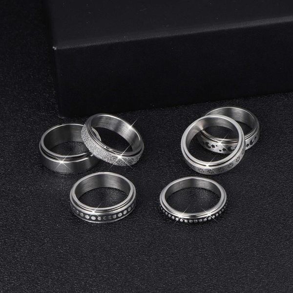 cluster rings for men stainless steel rotatable mens couple ring jewelry party gift anillo acero inoxidable f5, Golden;silver
cluster rings for men stainless steel rotatable mens couple ring jewelry party gift anillo acero inoxidable f5, Golden;silver