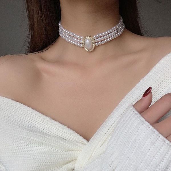 chokers baroque pearl gem choker necklaces for women triple-layer beaded necklace luxury jewelry gift, Golden;silver
chokers baroque pearl gem choker necklaces for women triple-layer beaded necklace luxury jewelry gift, Golden;silver