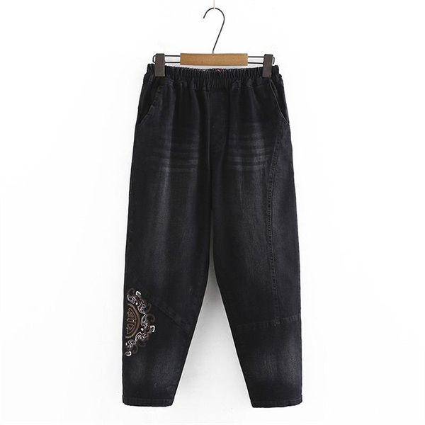 plus size pants xl-3xl women's elastic waist black jeans casual vintage printed denim
plus size pants xl-3xl women's elastic waist black jeans casual vintage printed denim
