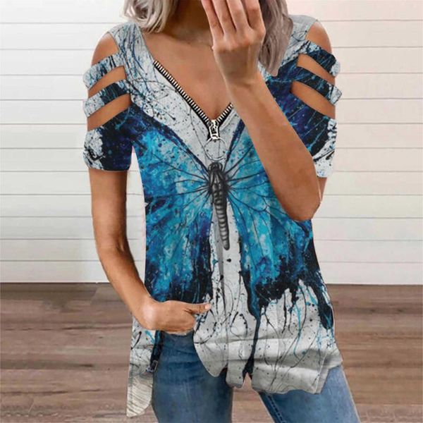 women's blouses & shirts women blouse v-neck butterfly printed hollow out zipper short sleeve casual pullover summer plus size shi, White
women's blouses & shirts women blouse v-neck butterfly printed hollow out zipper short sleeve casual pullover summer plus size shi, White