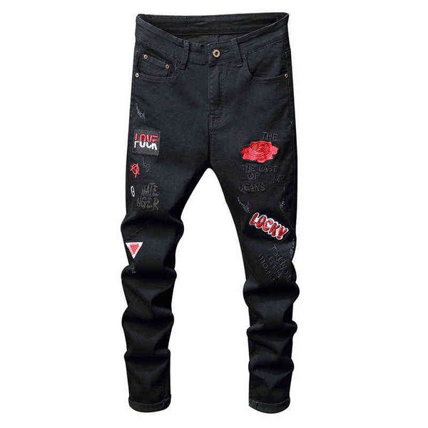 sokotoo men's red flower letters embroidery black jeans fahion badge stretch denim pants, Blue
sokotoo men's red flower letters embroidery black jeans fahion badge stretch denim pants, Blue