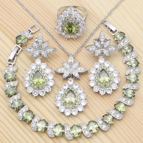 wedding jewelry sets 925 silver kits for women olive green cubic zirconia white crystal ring bracelet pendant earrings necklace set, Slivery;golden
wedding jewelry sets 925 silver kits for women olive green cubic zirconia white crystal ring bracelet pendant earrings necklace set, Slivery;golden