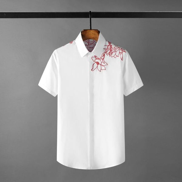 men's casual shirts flower embroidery mens luxury short sleeve party male plus size 4xl fashion slim fit man, White;black
men's casual shirts flower embroidery mens luxury short sleeve party male plus size 4xl fashion slim fit man, White;black
