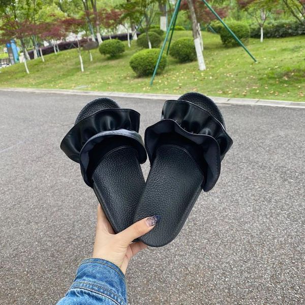 slippers summer casual soft-soled female fish mouth solid color ruffle outwear shoes for women, Black
slippers summer casual soft-soled female fish mouth solid color ruffle outwear shoes for women, Black