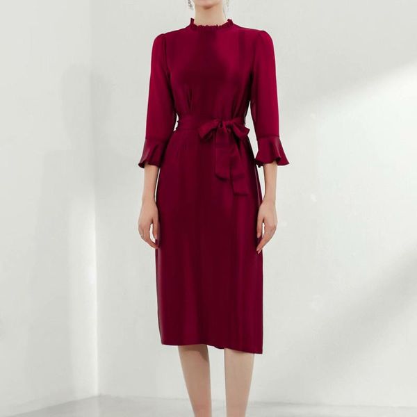 casual dresses est nice runway designer women's elegant 3/4 flare sleeves satin slim office lady soft knee-length dress, Black;gray
casual dresses est nice runway designer women's elegant 3/4 flare sleeves satin slim office lady soft knee-length dress, Black;gray