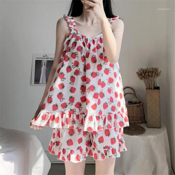 women's sleepwear xifer summer korean women sling strawberry pajamas pure cotton student sweet princess style home service suit1 7ls8, Black;red
women's sleepwear xifer summer korean women sling strawberry pajamas pure cotton student sweet princess style home service suit1 7ls8, Black;red