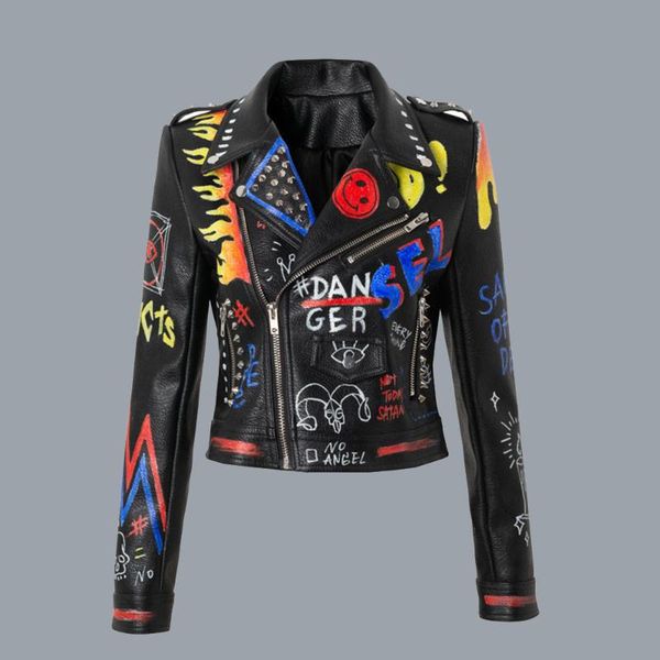 women's jackets pu leather jacket women autumn winter 2021 cool punk rivet motorcycle letter graffiti printed outwear zipper, Black;brown
women's jackets pu leather jacket women autumn winter 2021 cool punk rivet motorcycle letter graffiti printed outwear zipper, Black;brown