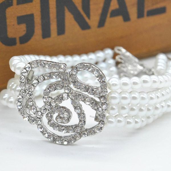 link, chain faux pearl jewelry casual portable gift silver fashion exquisite charm handmade women bracelet, Black
link, chain faux pearl jewelry casual portable gift silver fashion exquisite charm handmade women bracelet, Black