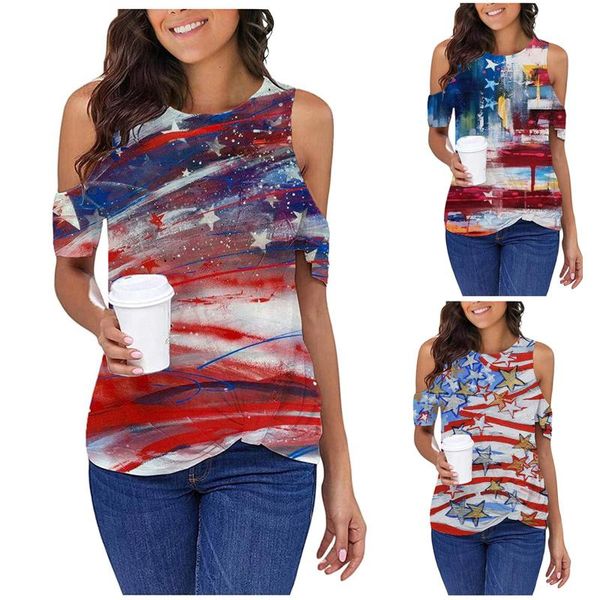 women's t-shirt women t shirt o-neck short sleeve independence day strappy cold shoulder summer clothing camisetas de mujer, White
women's t-shirt women t shirt o-neck short sleeve independence day strappy cold shoulder summer clothing camisetas de mujer, White