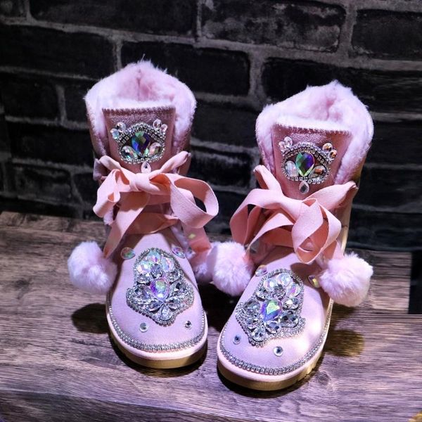 boots 2021 luxury crystal fur ball pink leather snow lace women's cotton shoes handmade, Black
boots 2021 luxury crystal fur ball pink leather snow lace women's cotton shoes handmade, Black