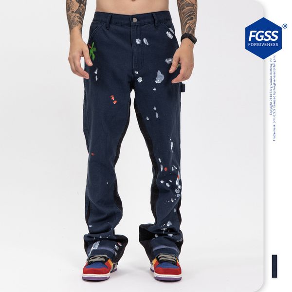 jeans fgss men's wear | 2021 autumn and winter products hand painted graffiti splash ink high street wide foot casual trend, Blue
jeans fgss men's wear | 2021 autumn and winter products hand painted graffiti splash ink high street wide foot casual trend, Blue