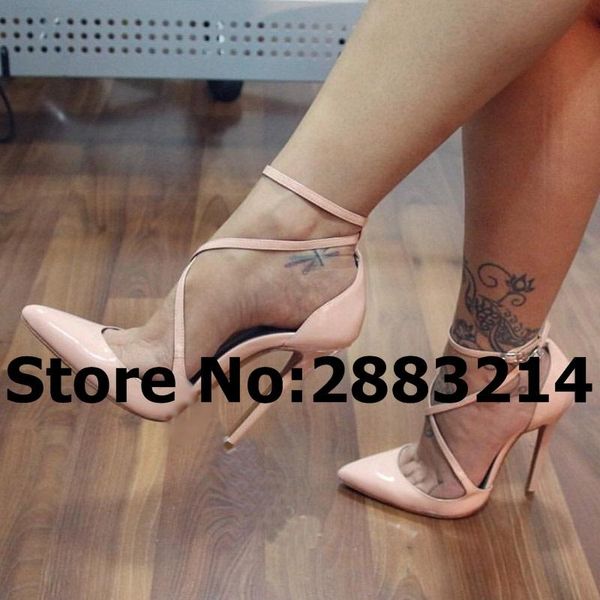 patent leather cross strap stiletto pointed toe high heels evening party dress thin heeled pumps woman zapatos de mujer shoes, Black
patent leather cross strap stiletto pointed toe high heels evening party dress thin heeled pumps woman zapatos de mujer shoes, Black