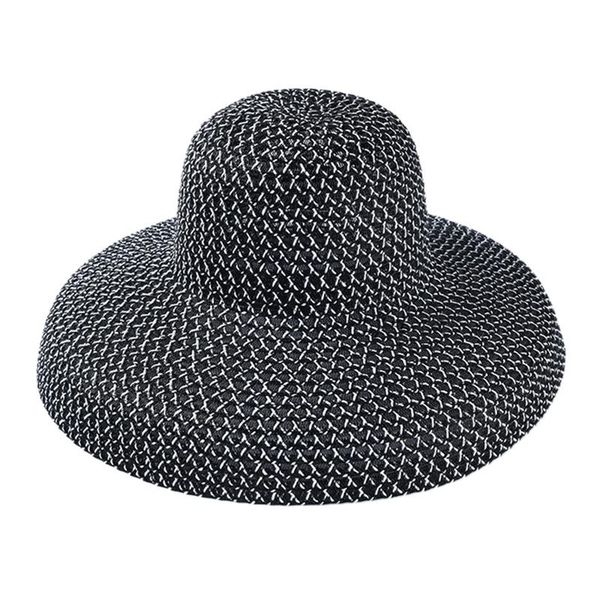 stingy brim hats retro round big straw hat ladies sun travel holiday visor vintage women beach black, Blue;gray 
stingy brim hats retro round big straw hat ladies sun travel holiday visor vintage women beach black, Blue;gray