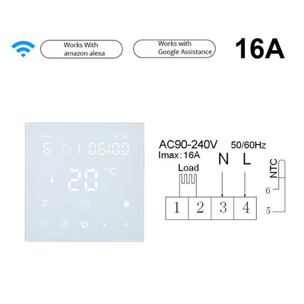 smart home control wi-fi digital thermostat temperature controller app touch lcd panel programmable timer 16a for electric heating
smart home control wi-fi digital thermostat temperature controller app touch lcd panel programmable timer 16a for electric heating