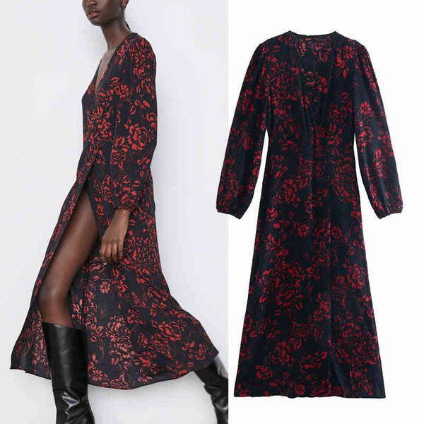 dresses for women black printed maxi fall long sleeve vintage party woman button v-neck ladies club gowns 210430, Black;gray
dresses for women black printed maxi fall long sleeve vintage party woman button v-neck ladies club gowns 210430, Black;gray