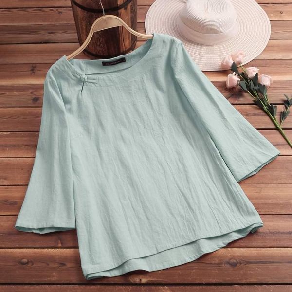 women's blouses & shirts oversize plate button zanzea kaftan cotton casual summer female o neck blusas 3/4 sleeve chemise, White
women's blouses & shirts oversize plate button zanzea kaftan cotton casual summer female o neck blusas 3/4 sleeve chemise, White