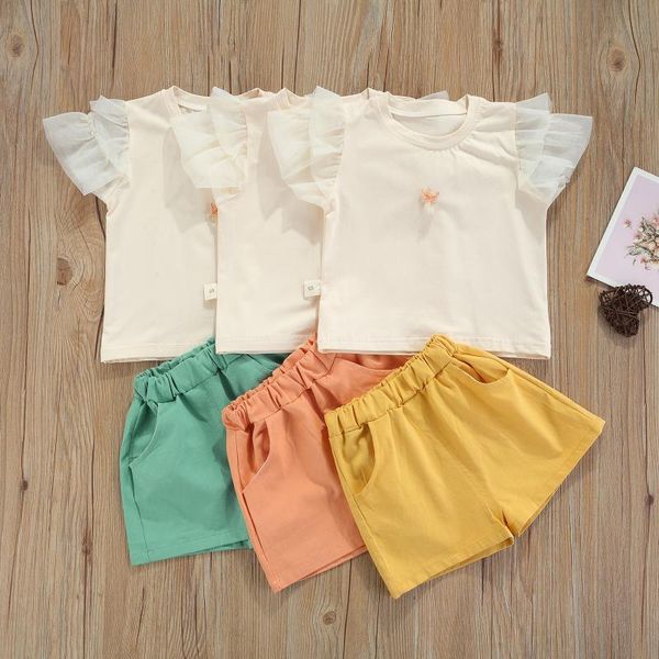 clothing sets baby girls clothes set short ruffle sleeve o-neck t-shirt with sequins + solid color denim shorts, White
clothing sets baby girls clothes set short ruffle sleeve o-neck t-shirt with sequins + solid color denim shorts, White