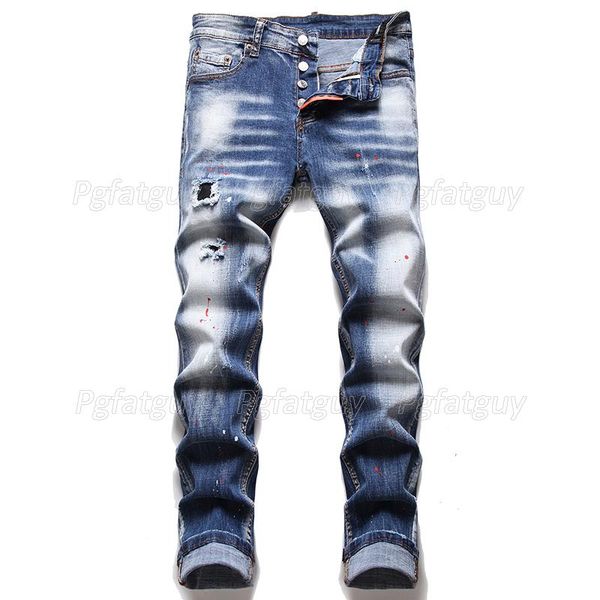 men's jeans worn white ripped patch skinny stretch hip hop distressed slim fit comfortable pants paint splatter beggar trousers, Blue
men's jeans worn white ripped patch skinny stretch hip hop distressed slim fit comfortable pants paint splatter beggar trousers, Blue