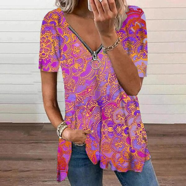 women's t-shirt women summer short sleeve woman loose t shirts casual vintage print tee shirt fashion v neck zipper pullover, White
women's t-shirt women summer short sleeve woman loose t shirts casual vintage print tee shirt fashion v neck zipper pullover, White