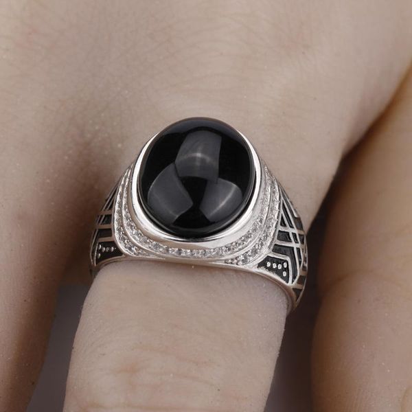 cluster rings 925 sterling silver men finger ring with big black agate stone & clear cz turkish for fine jewelry, Golden;silver
cluster rings 925 sterling silver men finger ring with big black agate stone & clear cz turkish for fine jewelry, Golden;silver