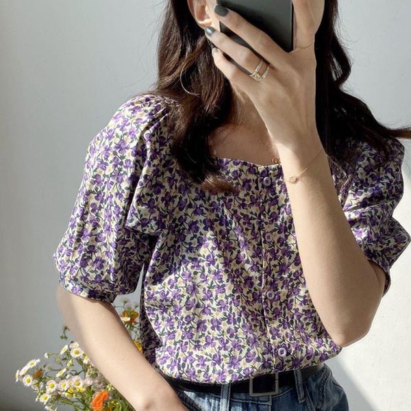 plus size korean floral printed women shirt button puff short sleeve purple orange cute tunic j, White
plus size korean floral printed women shirt button puff short sleeve purple orange cute tunic j, White