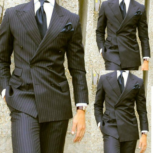 navy pinstripe wedding blazer with pants tuxedo peaked lapel groom wear formal business groomsman, Black
navy pinstripe wedding blazer with pants tuxedo peaked lapel groom wear formal business groomsman, Black