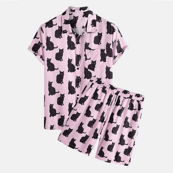 men's tracksuits hawaiian cat printed shirt beach set fashion casual shorts 2-piece 2021 summer, Gray
men's tracksuits hawaiian cat printed shirt beach set fashion casual shorts 2-piece 2021 summer, Gray