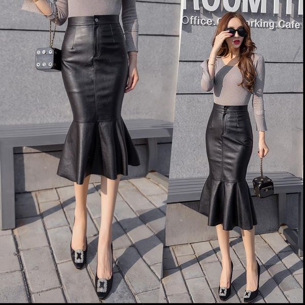 womens skirts autumn winter elegant pu leather skirt fashion package hip high waist slim mermaid women feminina, Black
womens skirts autumn winter elegant pu leather skirt fashion package hip high waist slim mermaid women feminina, Black