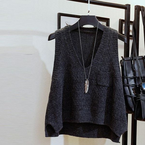 women's vests woman jacket vest v-neck sleeveless knitwear autumn and winter clothing korean style loose sweater month chaleco mujer, Black;white
women's vests woman jacket vest v-neck sleeveless knitwear autumn and winter clothing korean style loose sweater month chaleco mujer, Black;white