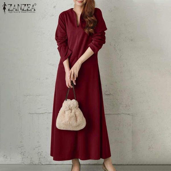 womens office solid kaftan oversized autumn long maxi dress zanzea fashion back zipper robe femme elegant party v neck vestidos casual dress, Black;gray
womens office solid kaftan oversized autumn long maxi dress zanzea fashion back zipper robe femme elegant party v neck vestidos casual dress, Black;gray